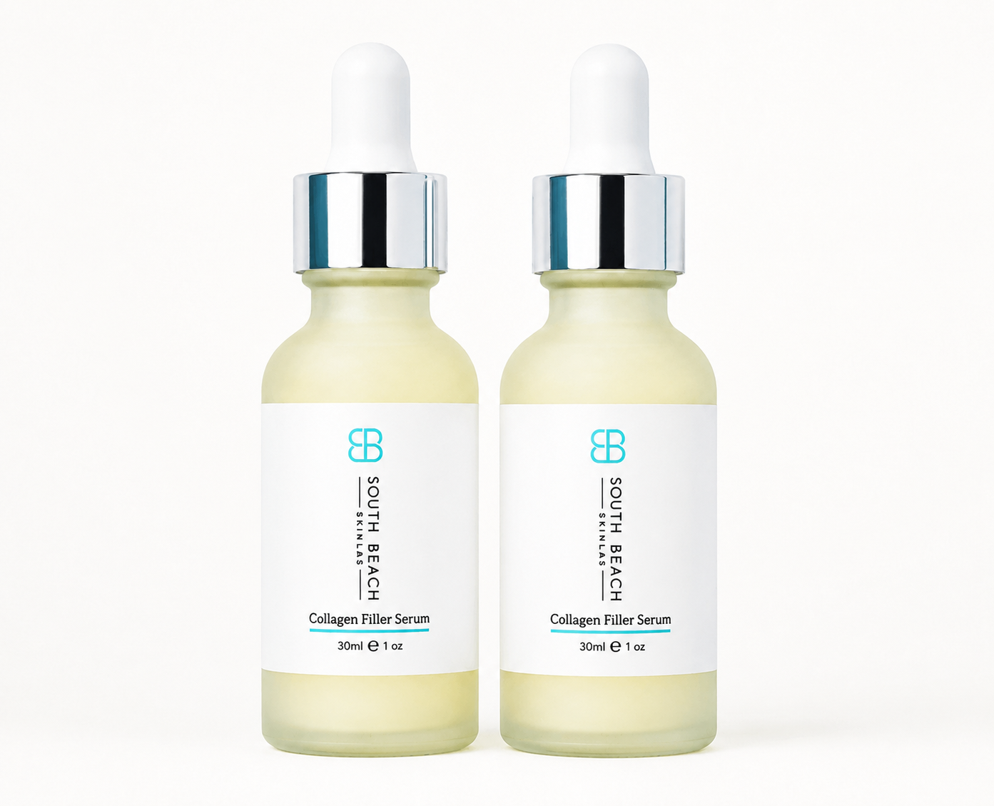 Two bottles of South Beach Collagen Filler Serum